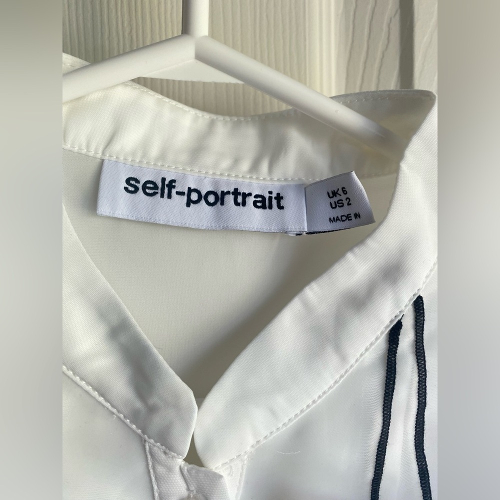 New Self-Portrait Ruffle Collar Chiffon Blouse - Picture 4 of 10